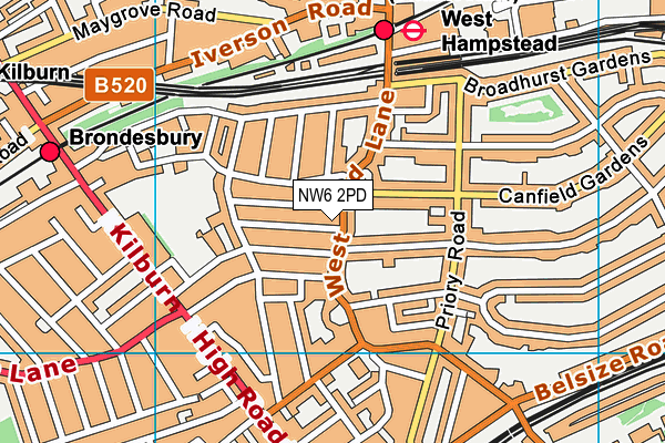 NW6 2PD map - OS VectorMap District (Ordnance Survey)