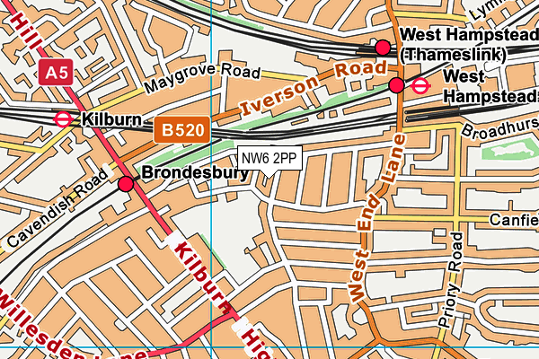 NW6 2PP map - OS VectorMap District (Ordnance Survey)