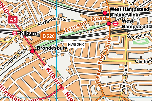 NW6 2PR map - OS VectorMap District (Ordnance Survey)