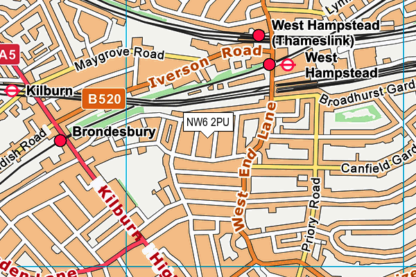 NW6 2PU map - OS VectorMap District (Ordnance Survey)