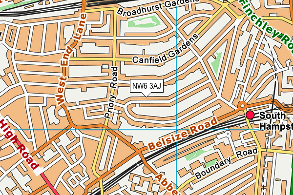NW6 3AJ map - OS VectorMap District (Ordnance Survey)