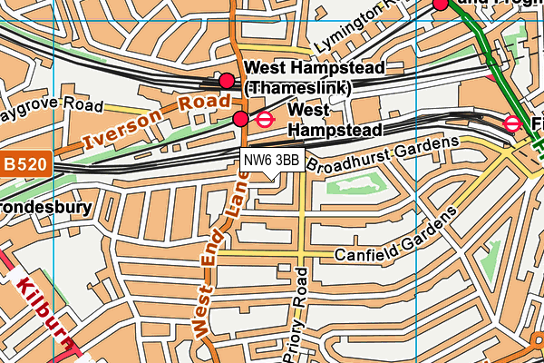 NW6 3BB map - OS VectorMap District (Ordnance Survey)