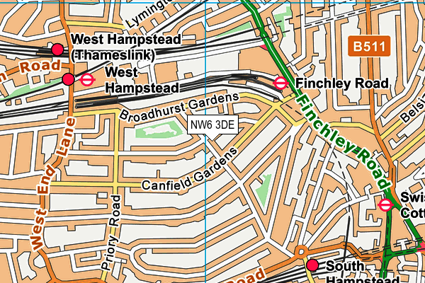 NW6 3DE map - OS VectorMap District (Ordnance Survey)