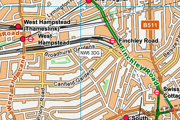 NW6 3DG map - OS VectorMap District (Ordnance Survey)