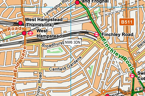 NW6 3DN map - OS VectorMap District (Ordnance Survey)