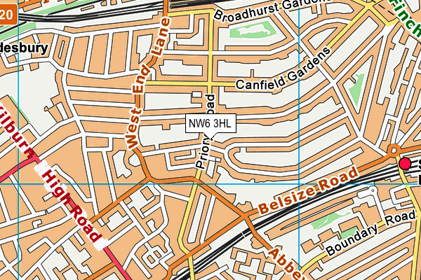 NW6 3HL map - OS VectorMap District (Ordnance Survey)