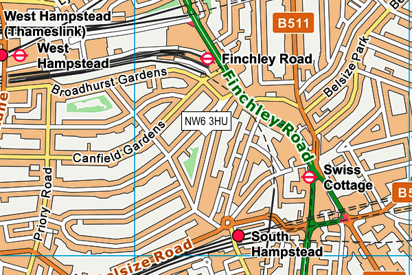 Map of 6 GOLDHURST TERRACE NW6 LIMITED at district scale