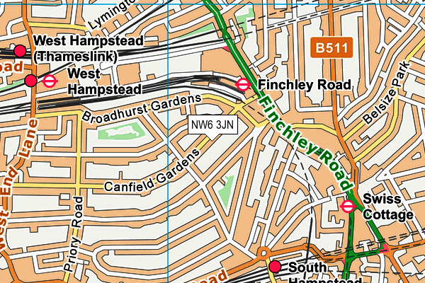 NW6 3JN map - OS VectorMap District (Ordnance Survey)