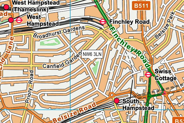 NW6 3LN map - OS VectorMap District (Ordnance Survey)