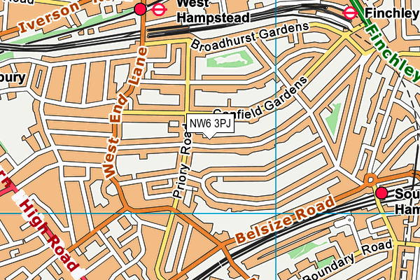 NW6 3PJ map - OS VectorMap District (Ordnance Survey)