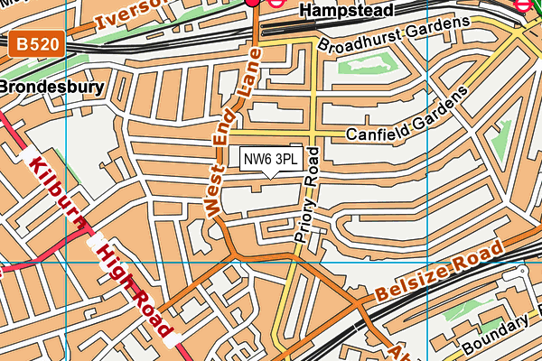 NW6 3PL map - OS VectorMap District (Ordnance Survey)