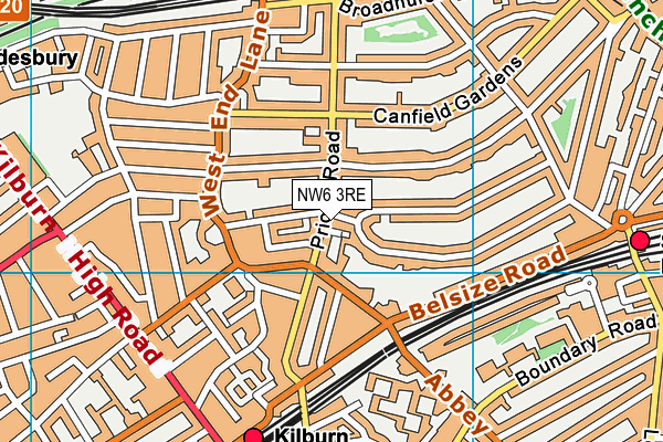 NW6 3RE map - OS VectorMap District (Ordnance Survey)