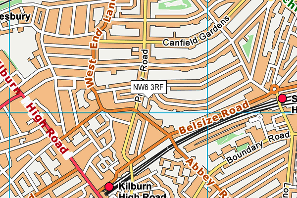 NW6 3RF map - OS VectorMap District (Ordnance Survey)