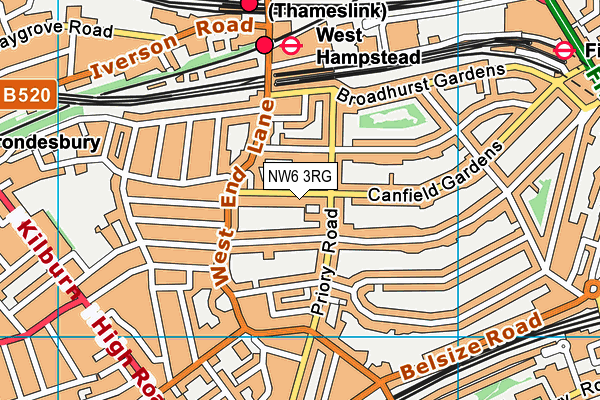 NW6 3RG map - OS VectorMap District (Ordnance Survey)