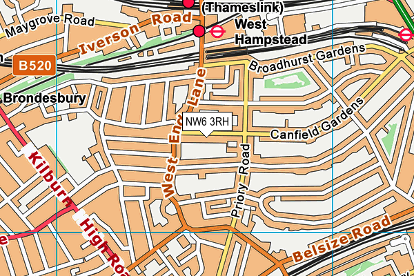 NW6 3RH map - OS VectorMap District (Ordnance Survey)