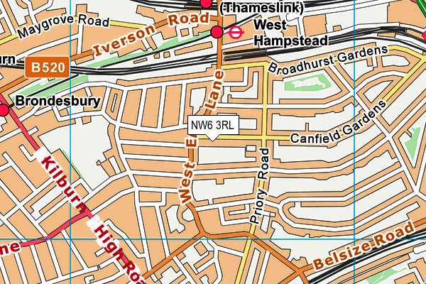 NW6 3RL map - OS VectorMap District (Ordnance Survey)