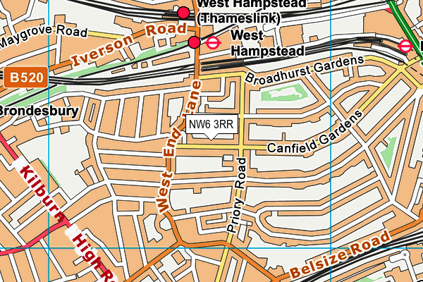 NW6 3RR map - OS VectorMap District (Ordnance Survey)