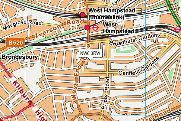 NW6 3RW map - OS VectorMap District (Ordnance Survey)