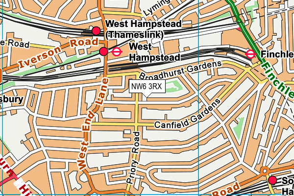 NW6 3RX map - OS VectorMap District (Ordnance Survey)