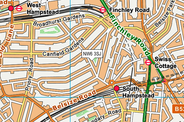 NW6 3SJ map - OS VectorMap District (Ordnance Survey)