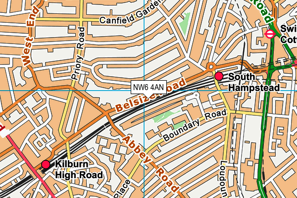 NW6 4AN map - OS VectorMap District (Ordnance Survey)