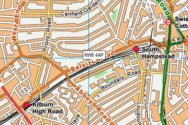 NW6 4AP map - OS VectorMap District (Ordnance Survey)