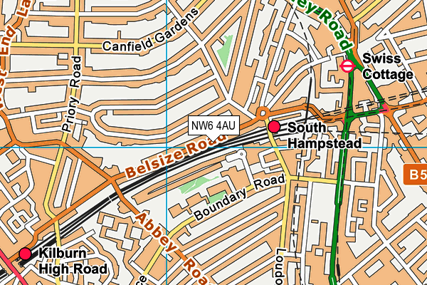 NW6 4AU map - OS VectorMap District (Ordnance Survey)