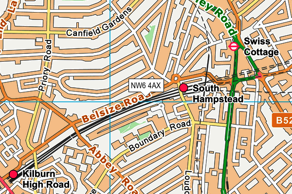 NW6 4AX map - OS VectorMap District (Ordnance Survey)