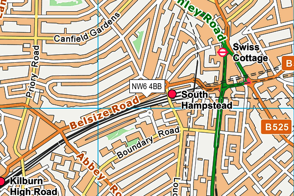 NW6 4BB map - OS VectorMap District (Ordnance Survey)