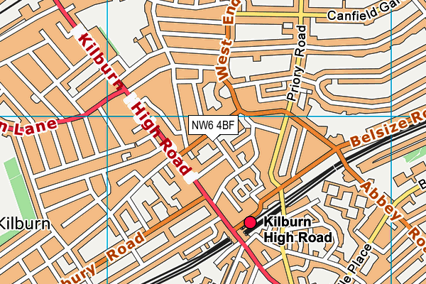 NW6 4BF map - OS VectorMap District (Ordnance Survey)