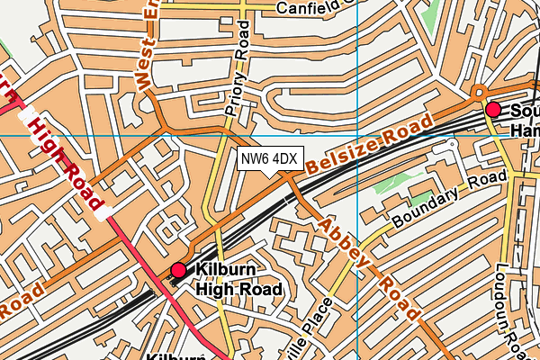 NW6 4DX map - OS VectorMap District (Ordnance Survey)