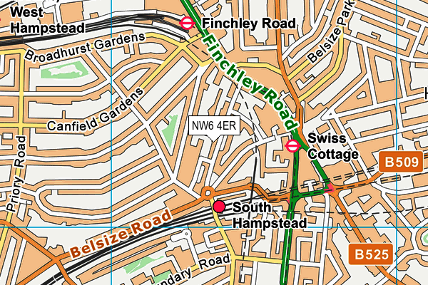 NW6 4ER map - OS VectorMap District (Ordnance Survey)