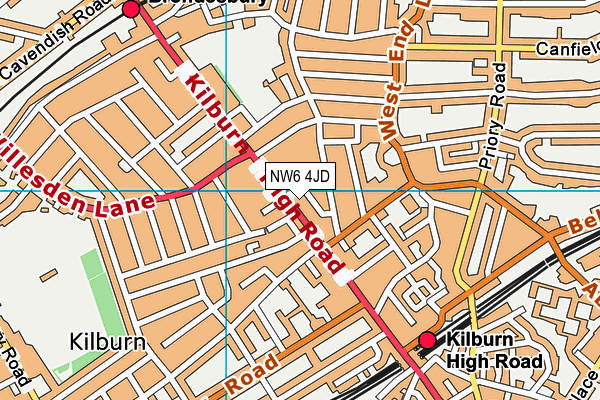 NW6 4JD map - OS VectorMap District (Ordnance Survey)