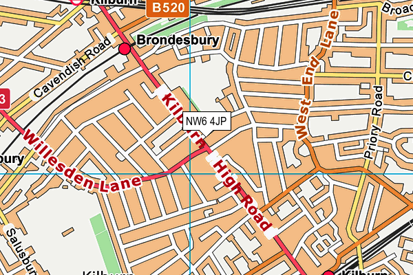 NW6 4JP map - OS VectorMap District (Ordnance Survey)