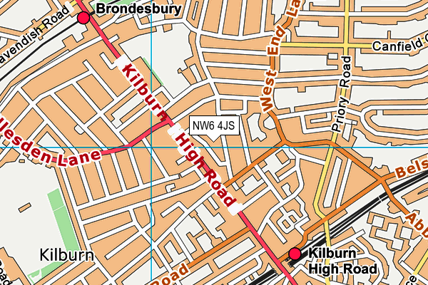 NW6 4JS map - OS VectorMap District (Ordnance Survey)