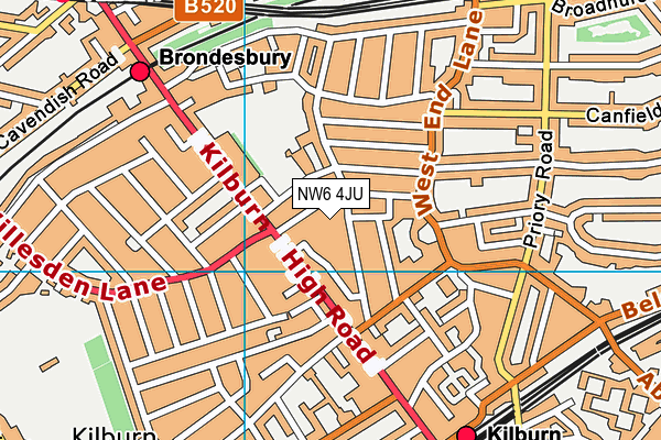 NW6 4JU map - OS VectorMap District (Ordnance Survey)