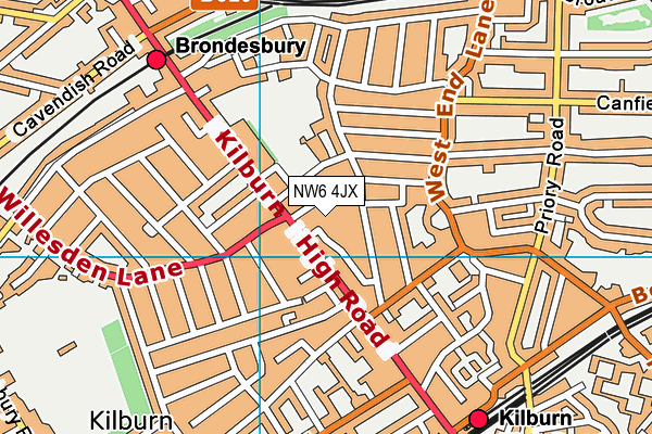 NW6 4JX map - OS VectorMap District (Ordnance Survey)