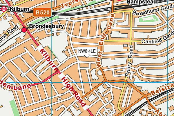 NW6 4LE map - OS VectorMap District (Ordnance Survey)