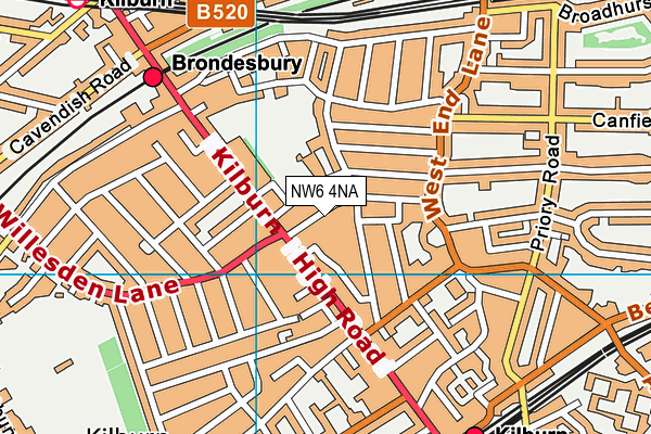 NW6 4NA map - OS VectorMap District (Ordnance Survey)