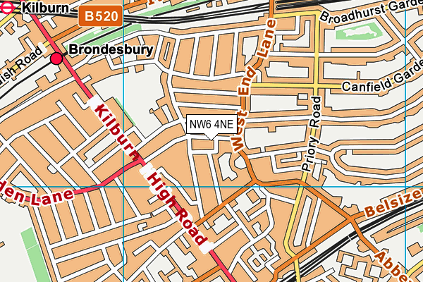 NW6 4NE map - OS VectorMap District (Ordnance Survey)