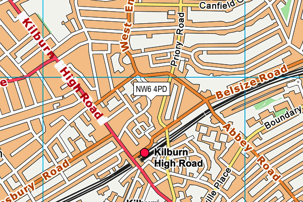 NW6 4PD map - OS VectorMap District (Ordnance Survey)