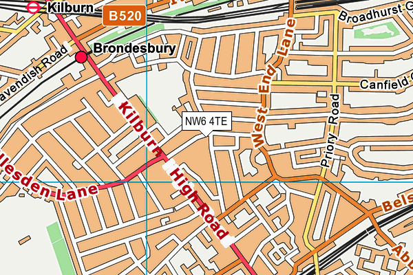 NW6 4TE map - OS VectorMap District (Ordnance Survey)