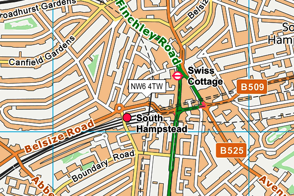 NW6 4TW map - OS VectorMap District (Ordnance Survey)