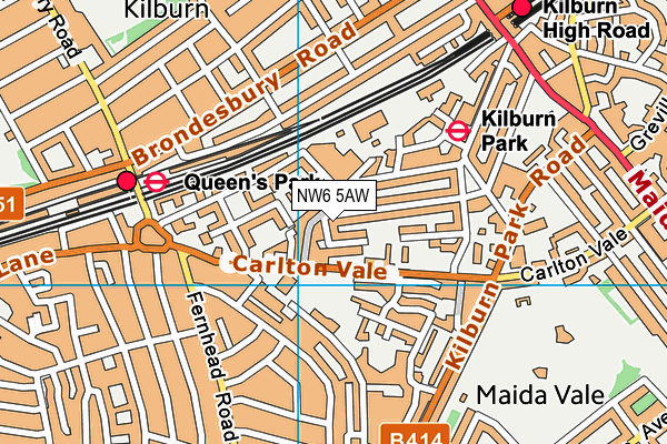 NW6 5AW map - OS VectorMap District (Ordnance Survey)