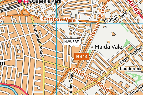 NW6 5BF map - OS VectorMap District (Ordnance Survey)