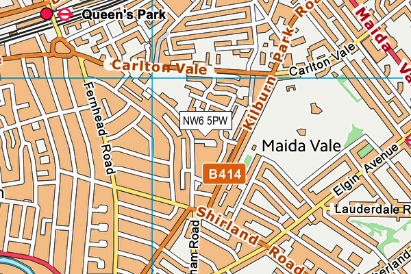 NW6 5PW map - OS VectorMap District (Ordnance Survey)