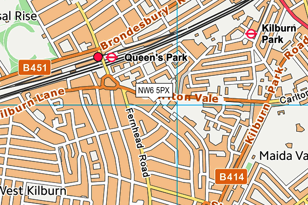 NW6 5PX map - OS VectorMap District (Ordnance Survey)