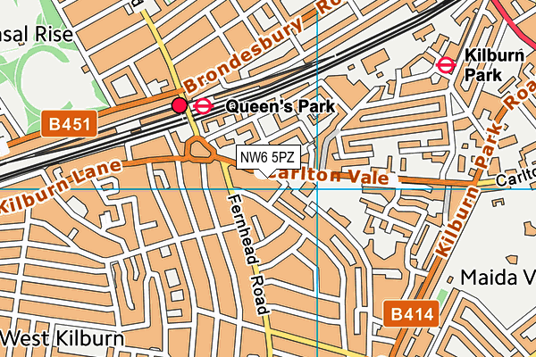 NW6 5PZ map - OS VectorMap District (Ordnance Survey)