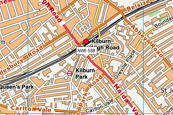 Anytime Fitness (London Kilburn) map (NW6 5SB) - OS VectorMap District (Ordnance Survey)