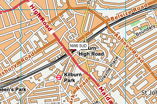 NW6 5UD map - OS VectorMap District (Ordnance Survey)